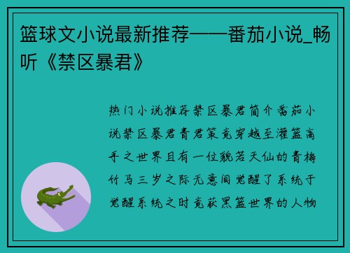 篮球文小说最新推荐——番茄小说_畅听《禁区暴君》